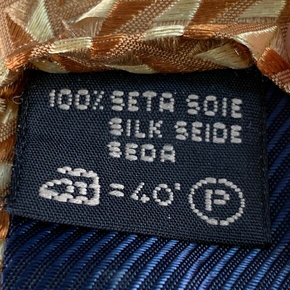 ERMENEGILDO ZEGNA Beige Tan Geometric Jacquard Silk Tie - Picture 5 of 6